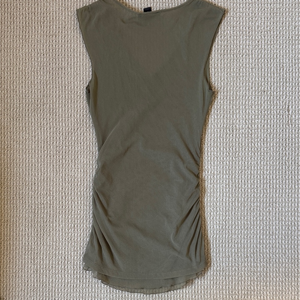 Express Olive V-Neck Sheer Tank Top - Picture 6 of 6